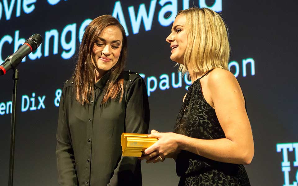 Lovie Creators for Change Winners Rose Ellen Dix and Rosie Spaughton at the 6th Annual Lovie Awards