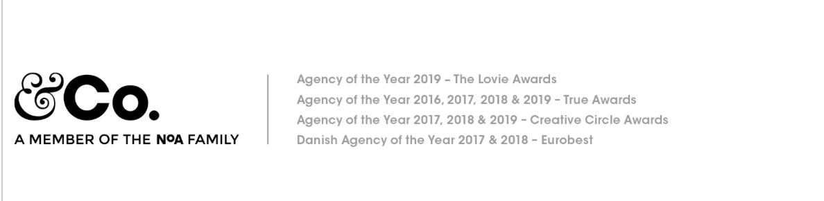 &Co. celebrates their 2019 Lovie Agency of the Year accolade in their email signatures.