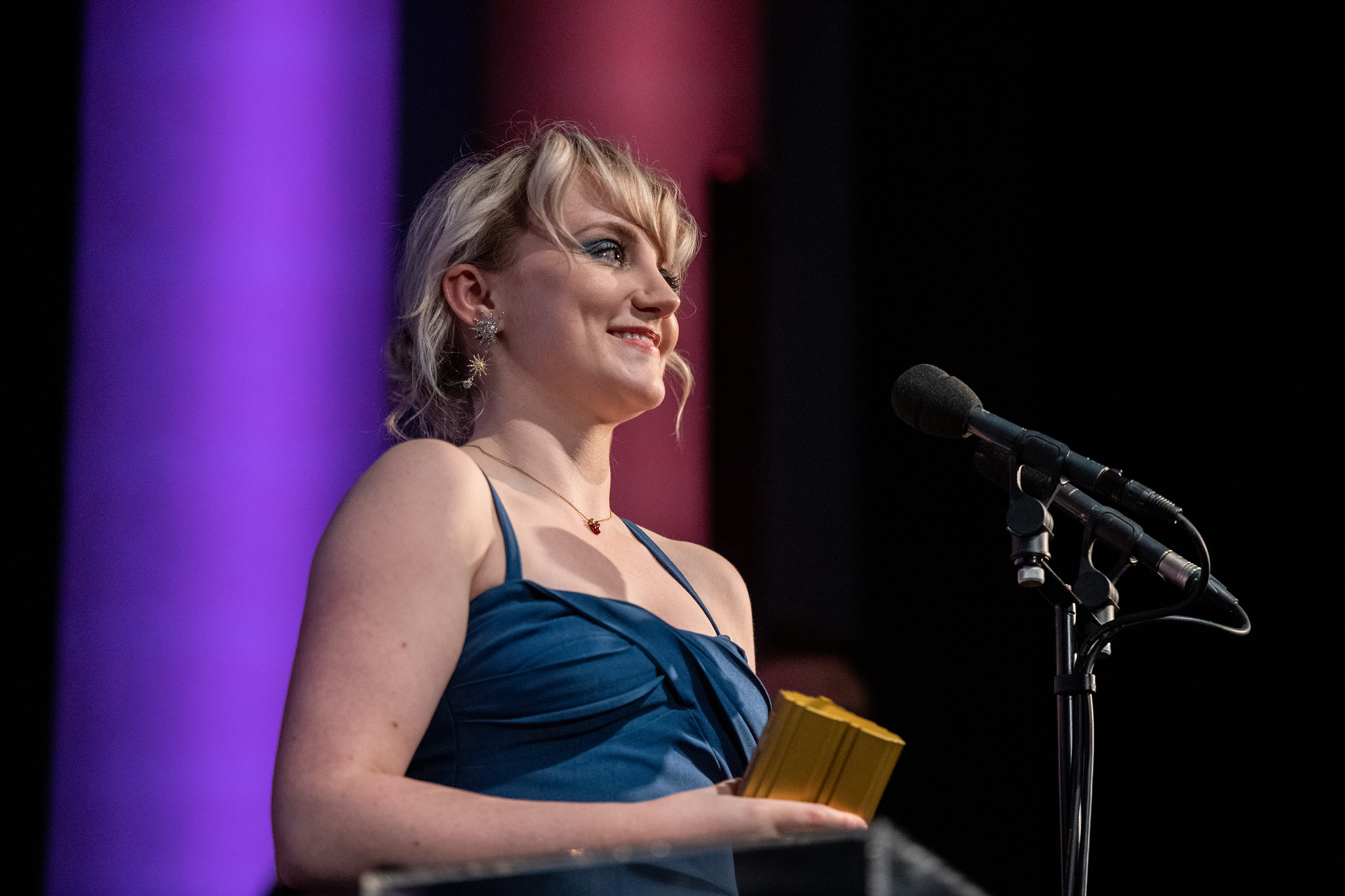 Lovie Special Achievement Winner, Evanna Lynch, onstage at The Lovie Awards